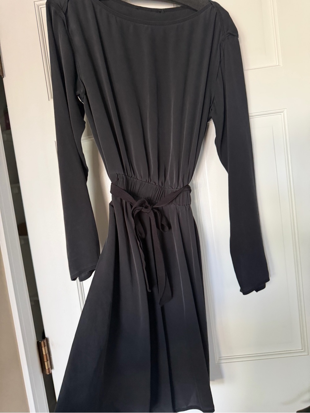 Rebecca Taylor Black Long-Sleeve Tie-Waist Dress